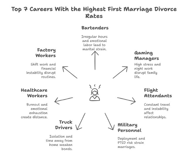 Top 7 Careers With the Highest First Marriage Divorce Rates