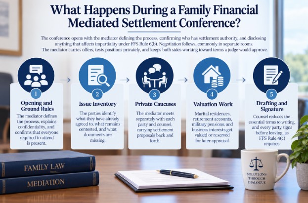 What Happens During a Family Financial Mediated Settlement Conference?