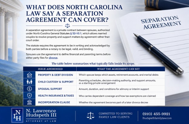 What Does North Carolina Law Say a Separation Agreement Can Cover?