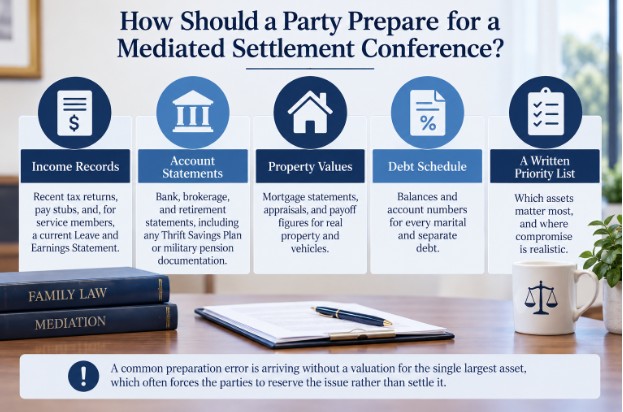 How Should a Party Prepare for a Mediated Settlement Conference?